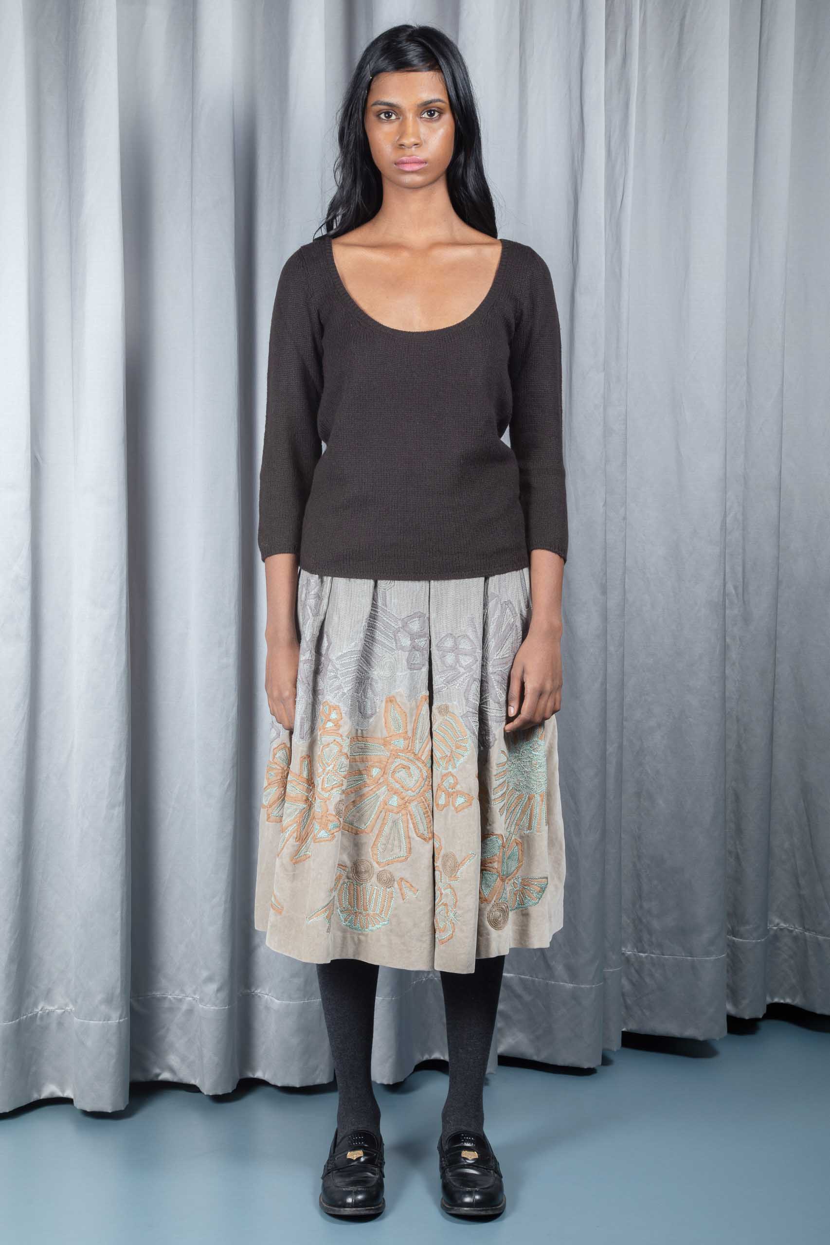 DRIES VAN NOTEN Embroidered velvet skirt Early 2000s - Shop the Story