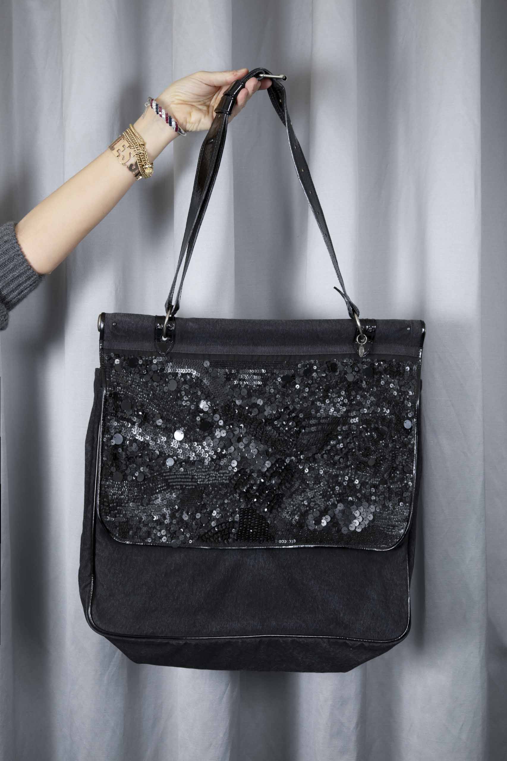 DRIES VAN NOTEN — Sequined denim shoulder bag (1/4)