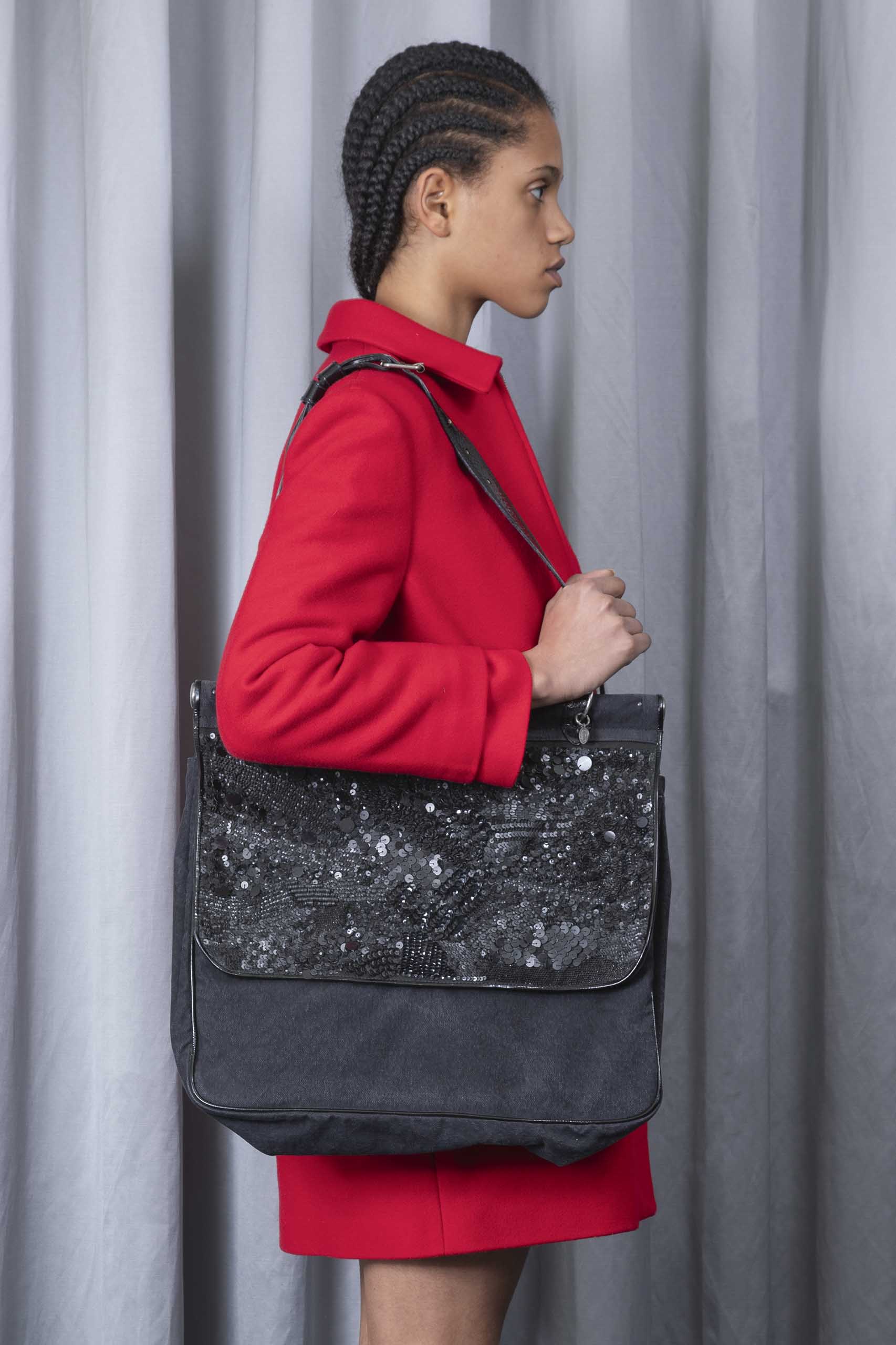 DRIES VAN NOTEN — Sequined denim shoulder bag (3/4)