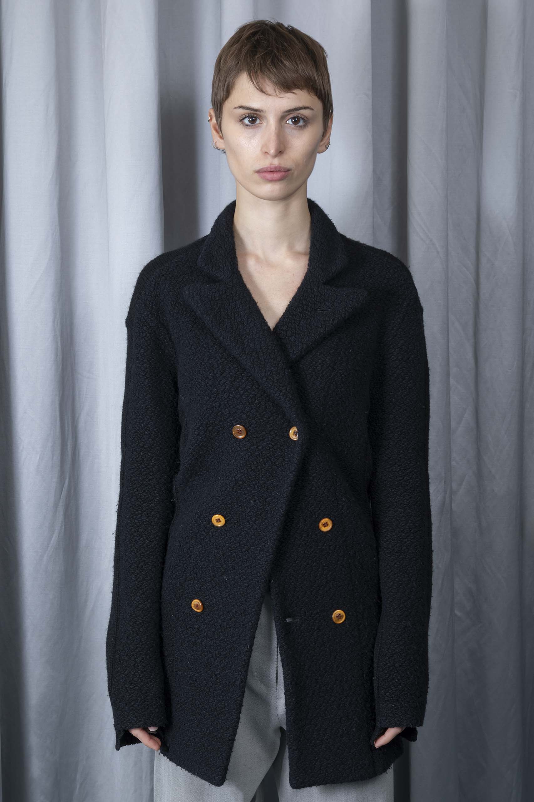 COMME DES GARÇONS Asymmetric knit and bouclè jacket F/W 2002