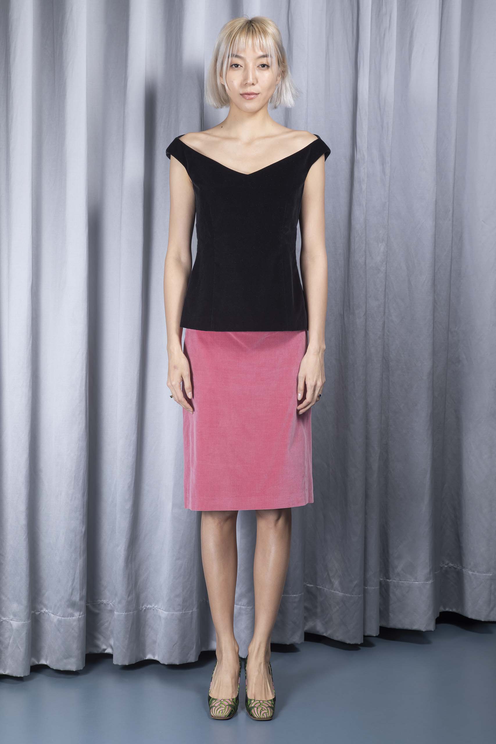 JIL SANDER — Cotton velvet pencil skirt (4/4)
