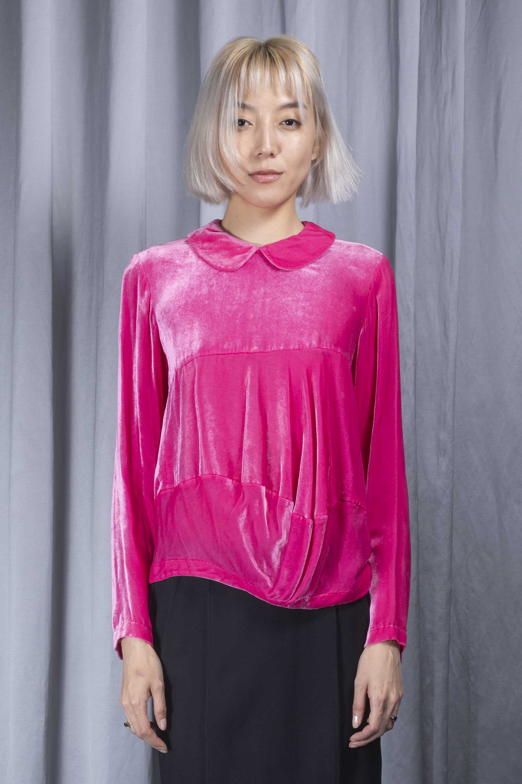 COMME DES GARÇONS — Rounded-collar velvet blouse