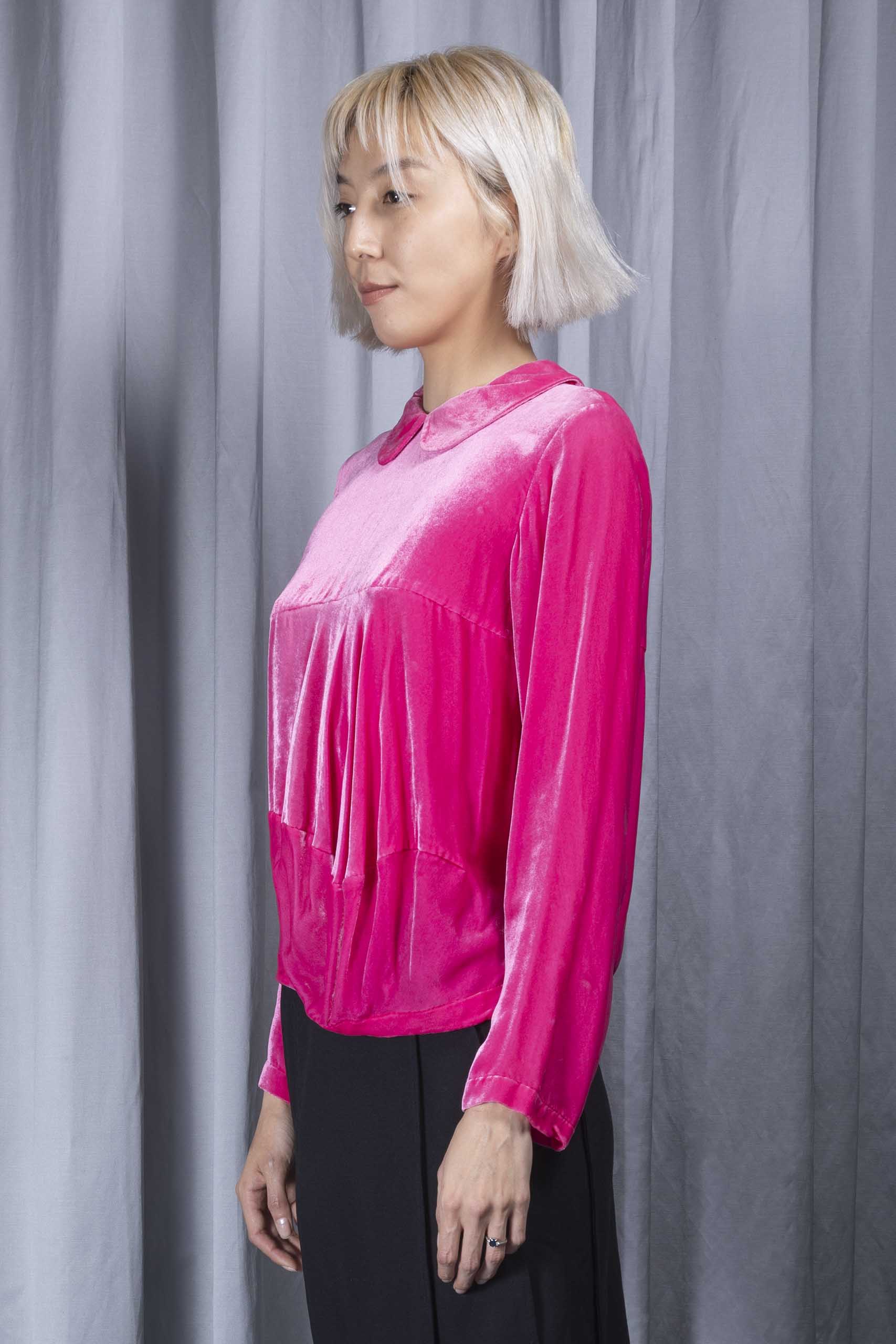COMME DES GARÇONS — Rounded-collar velvet blouse (2/4)