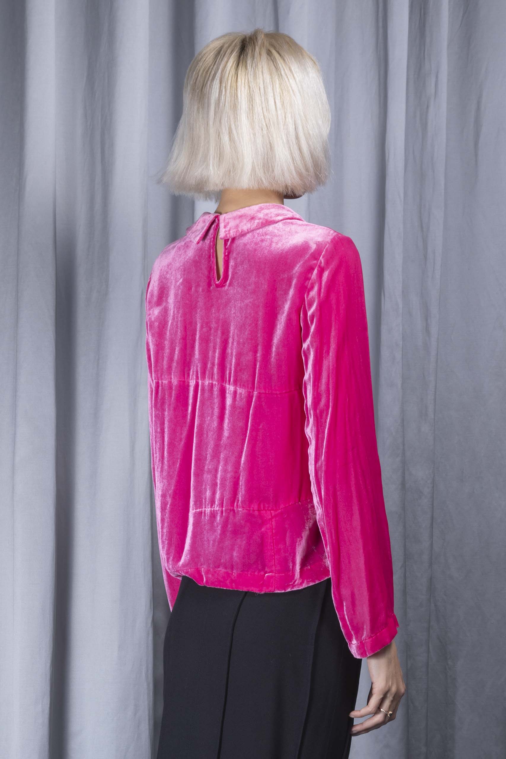 COMME DES GARÇONS — Rounded-collar velvet blouse (3/4)