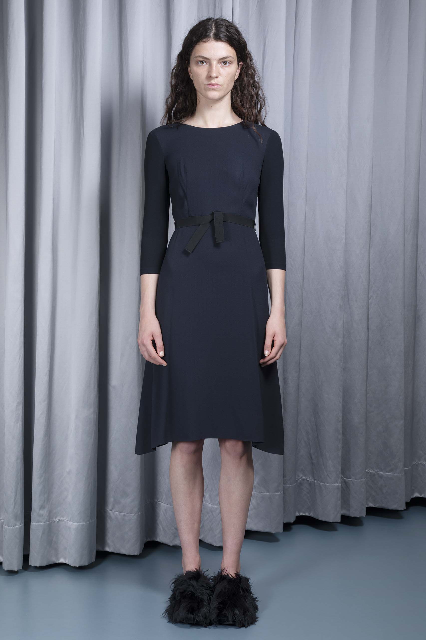 PRADA — Grosgrain-belt crêpe dress