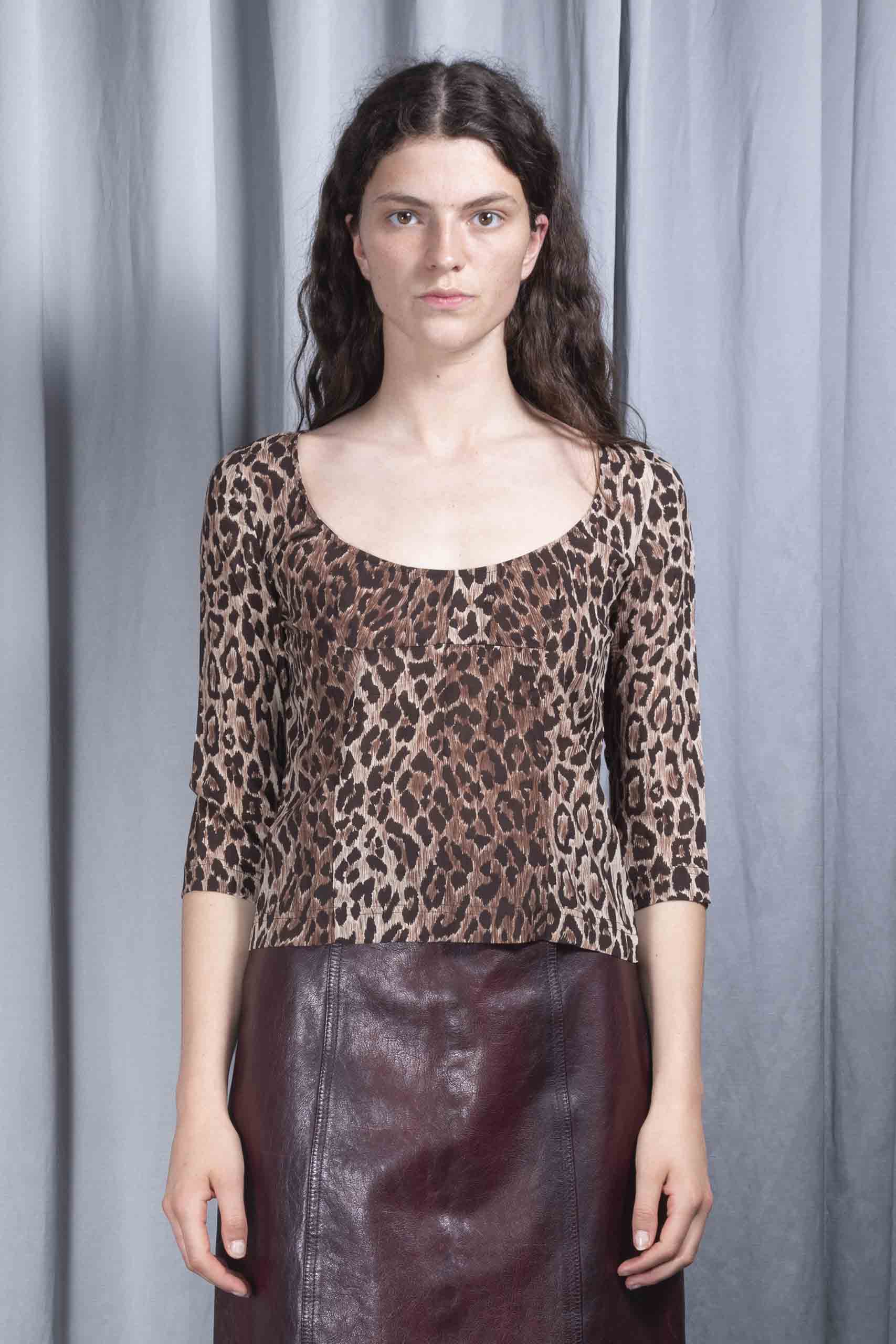 DOLCE & GABBANA — Stretch silk crêpe animalier top
