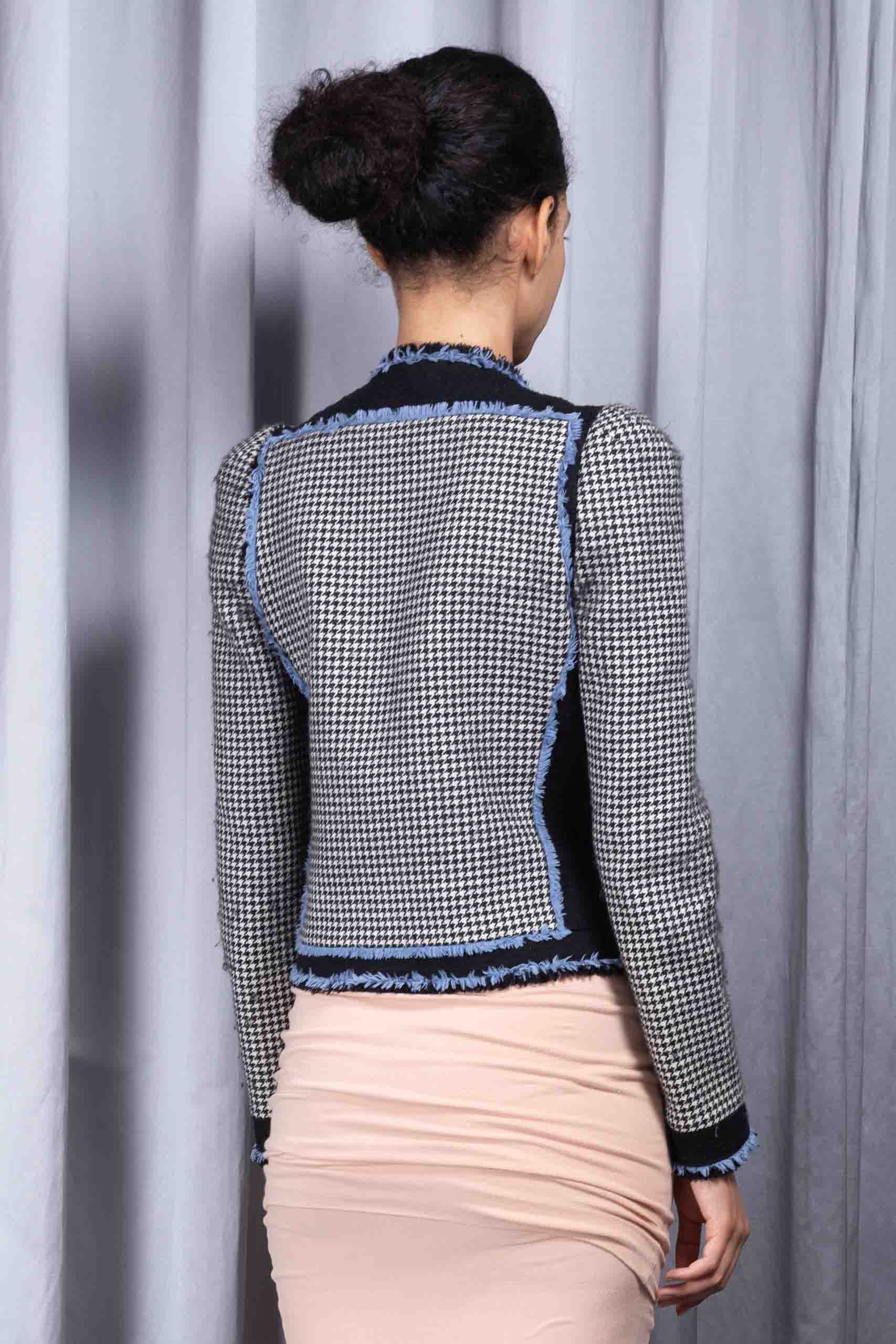 BALENCIAGA — Houndstooth tweed crop jacket (3/5)