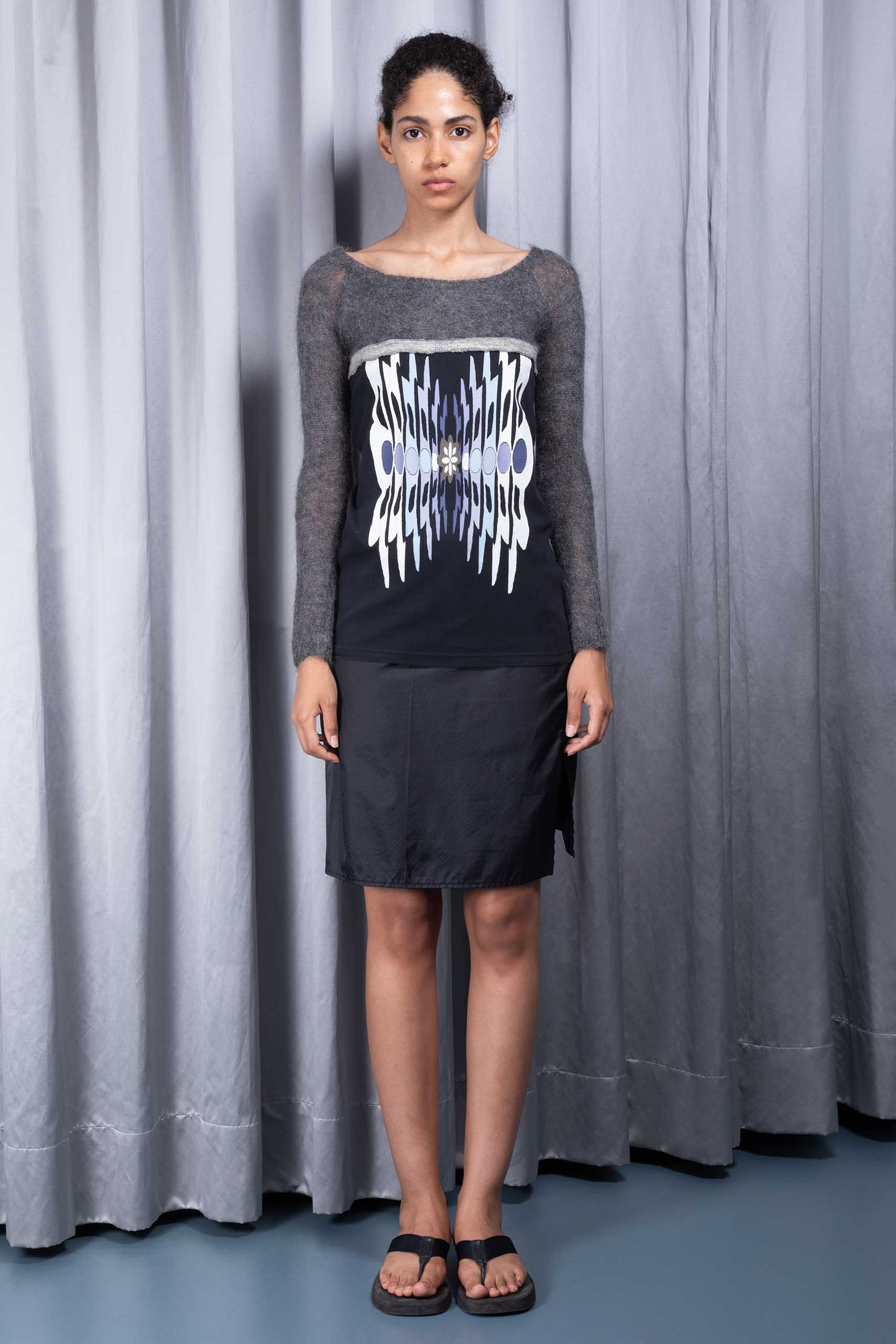 MIU MIU — Printed jersey and knit top (4/5)