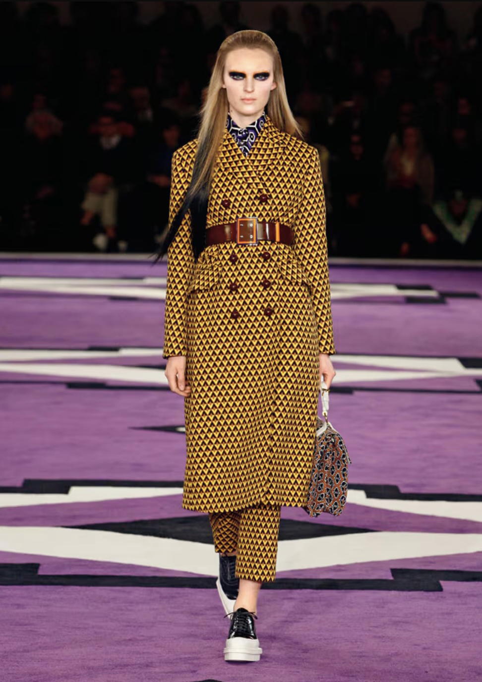 PRADA — Geometric-print robe manteau (4/4)