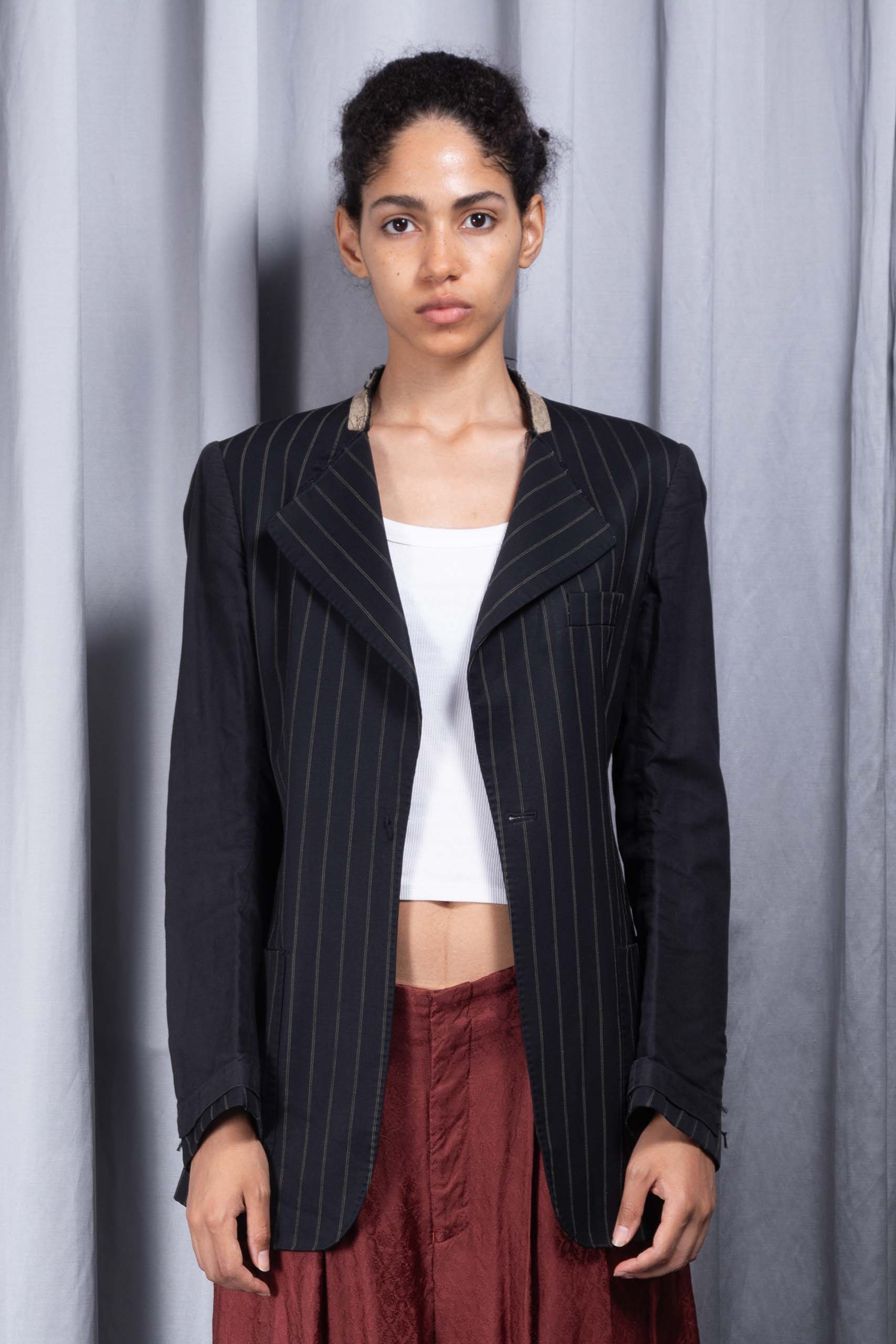 MAISON MARTIN MARGIELA — Bimateric pinstriped blazer