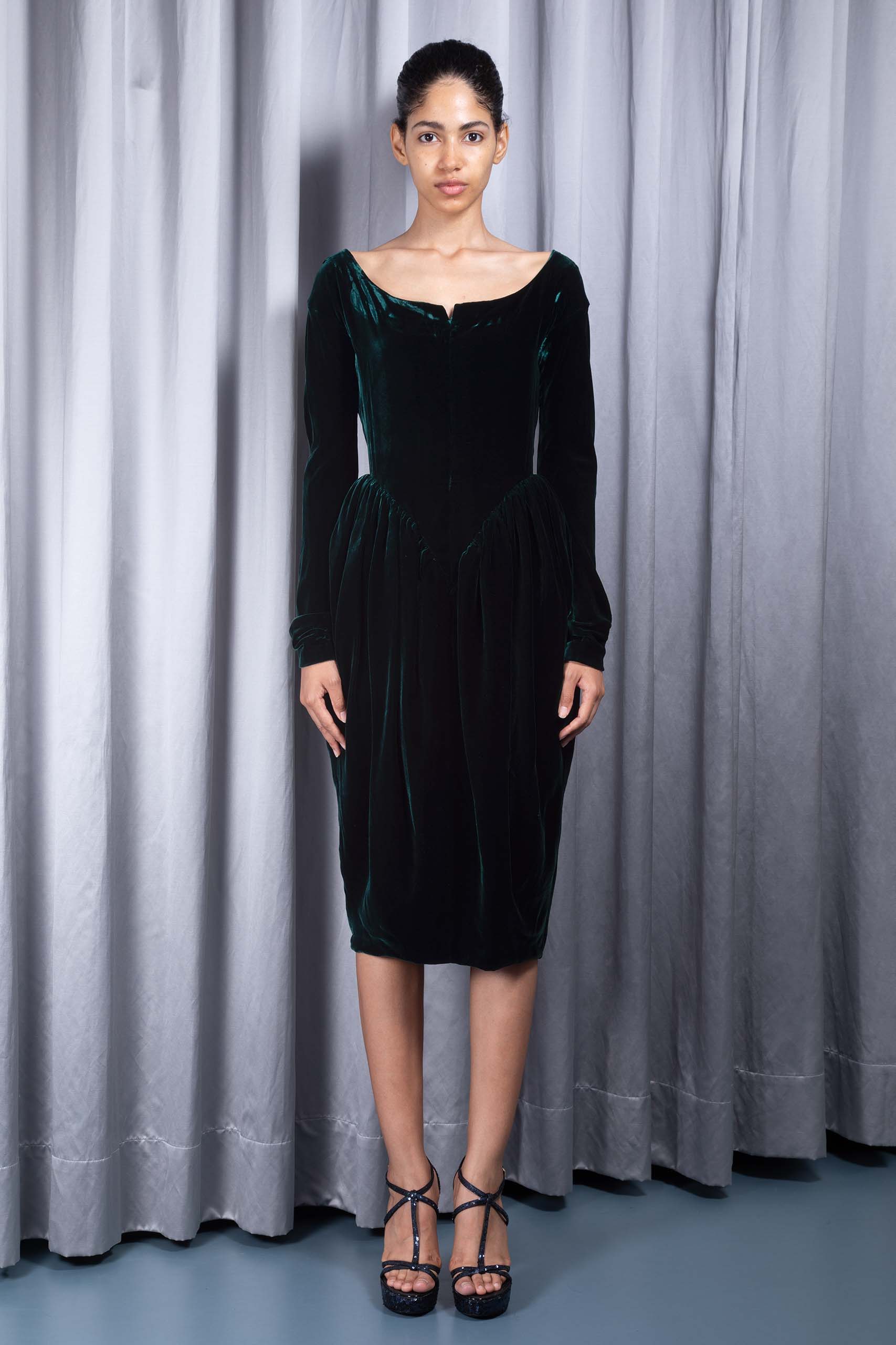 ROMEO GIGLI — Tulip-skirt velvet dress