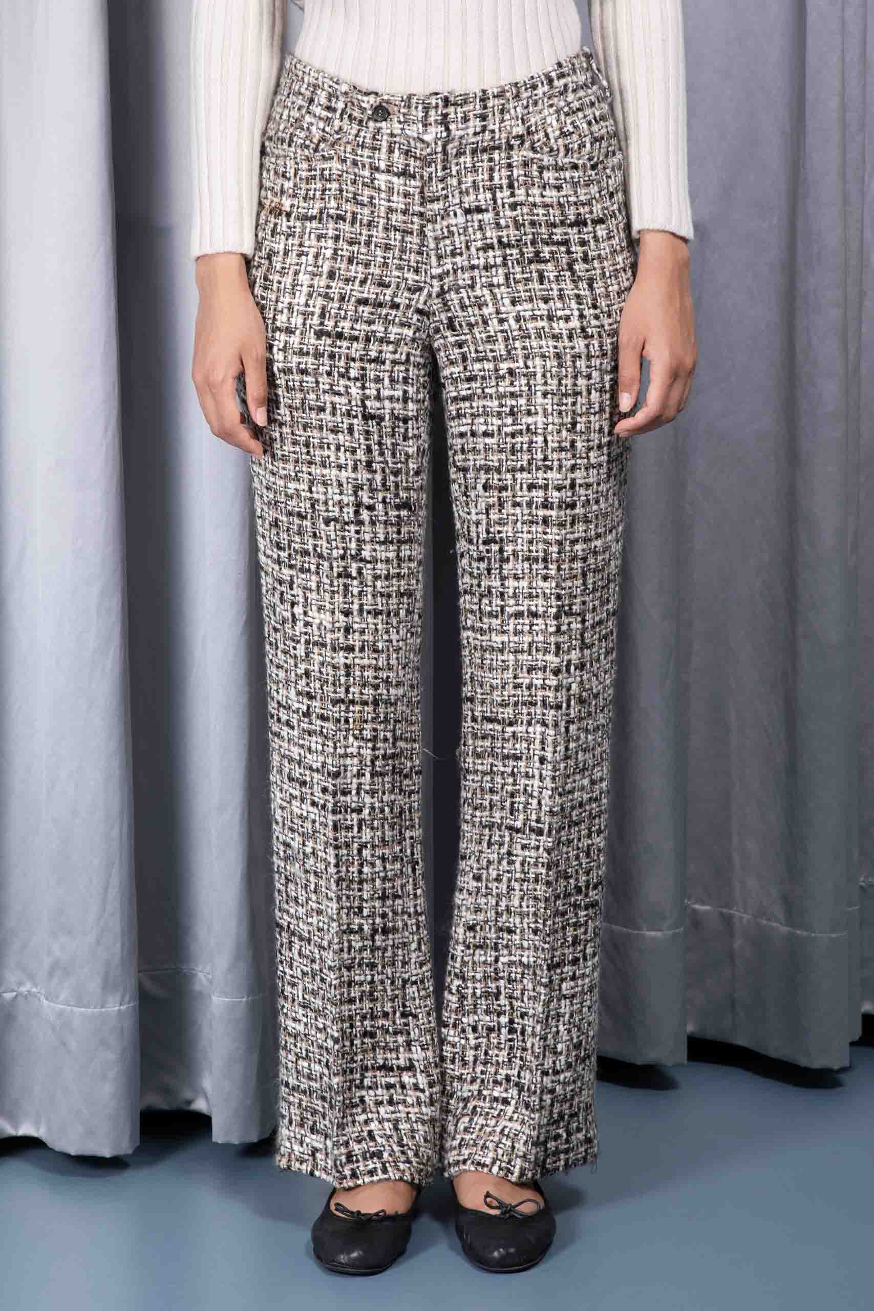 PRADA — Tweed flared trousers