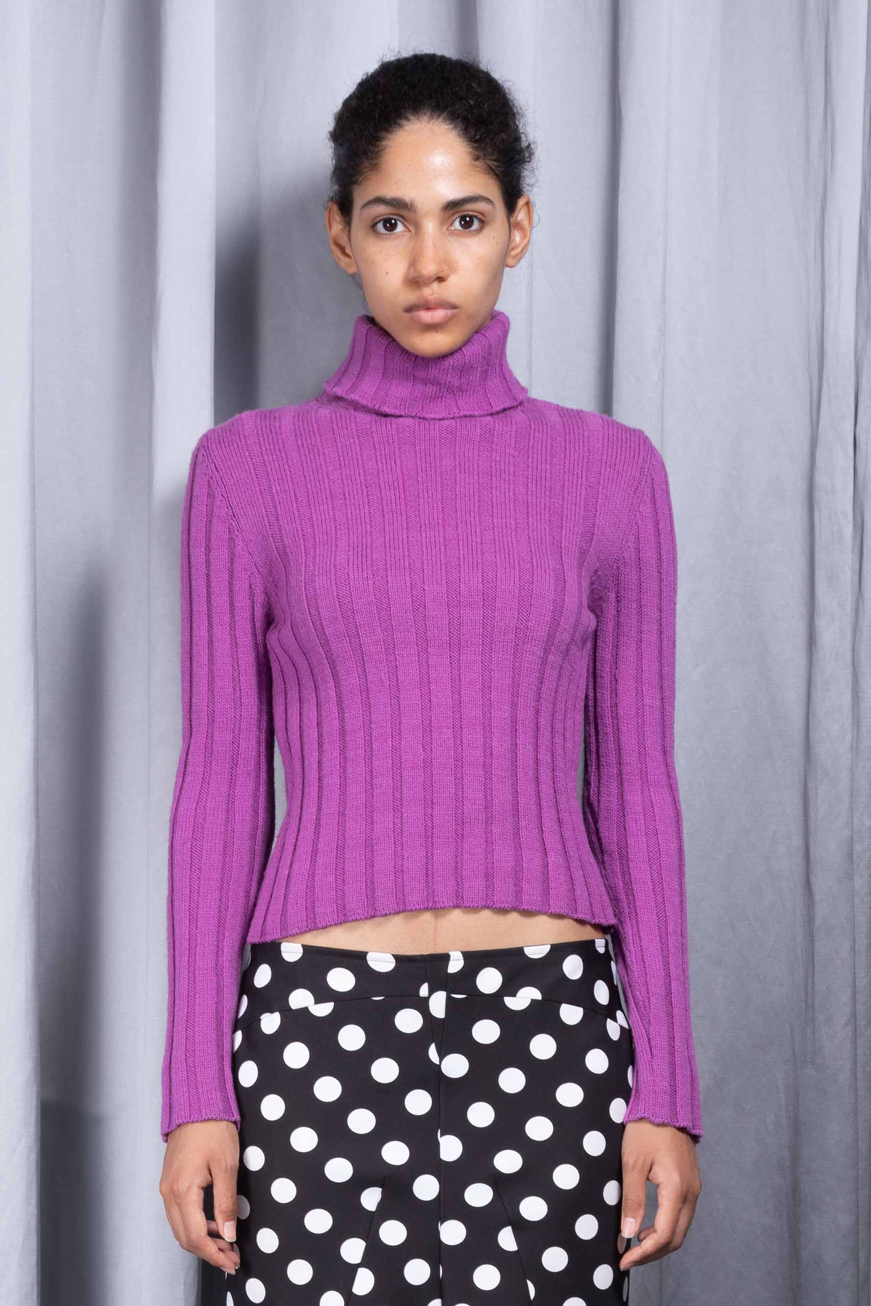 MIU MIU — High-neck rib-knit wool sweater