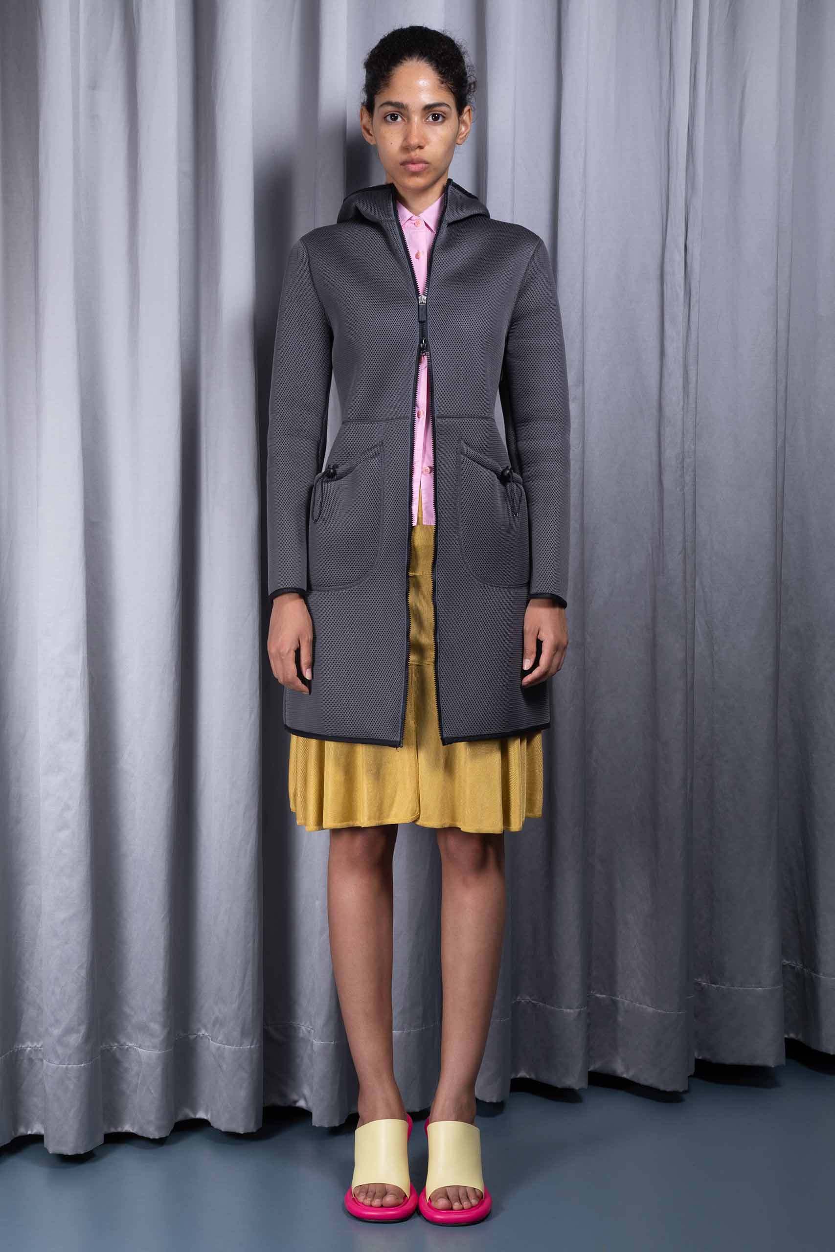MIU MIU — Neoprene-mesh hooded coat