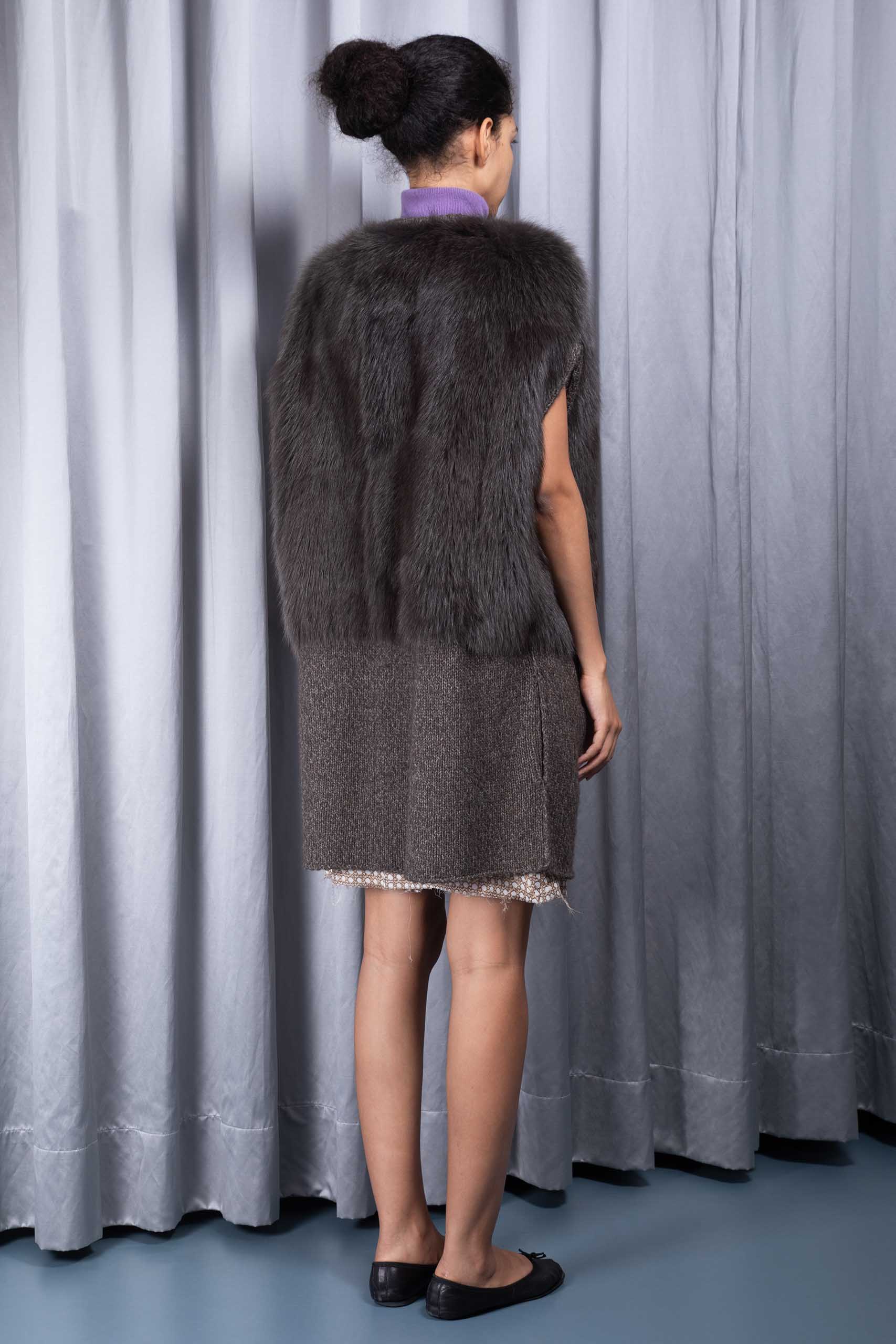 MARNI — Fur and wool knit sleeveless coat (3/4)