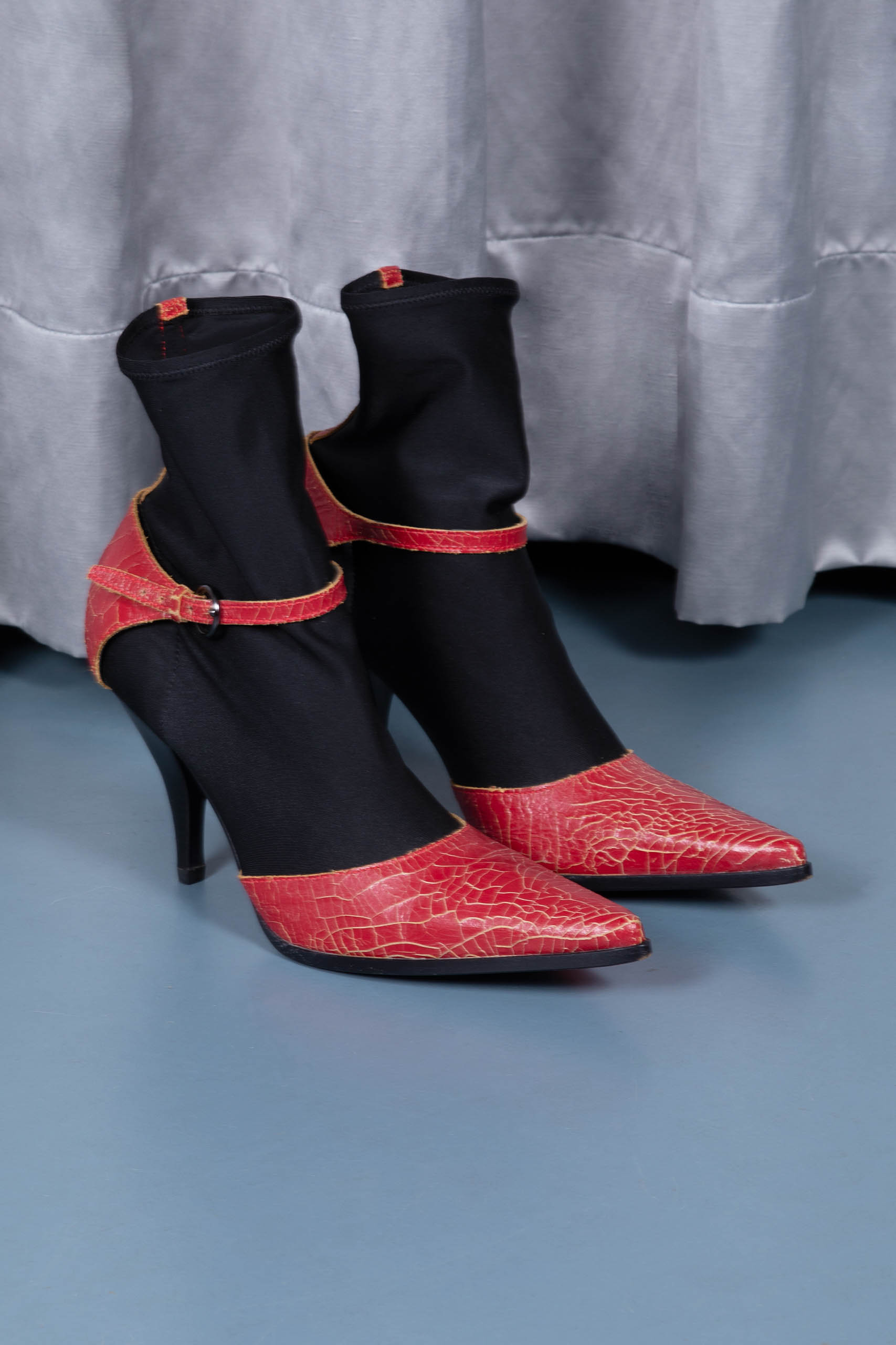 MIU MIU — Built-in sock craquelé boots